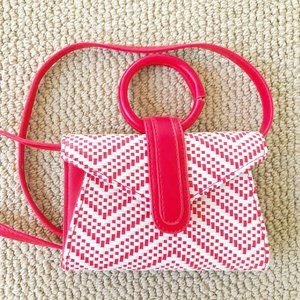 Red strips crossbody bag/pouch weaving BV style